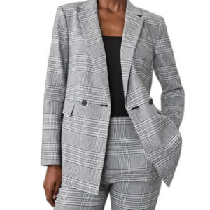 NWT ANN TAYLOR The Crosby Blazer in Plaid Linen Blend | Size 2 | Retail $219